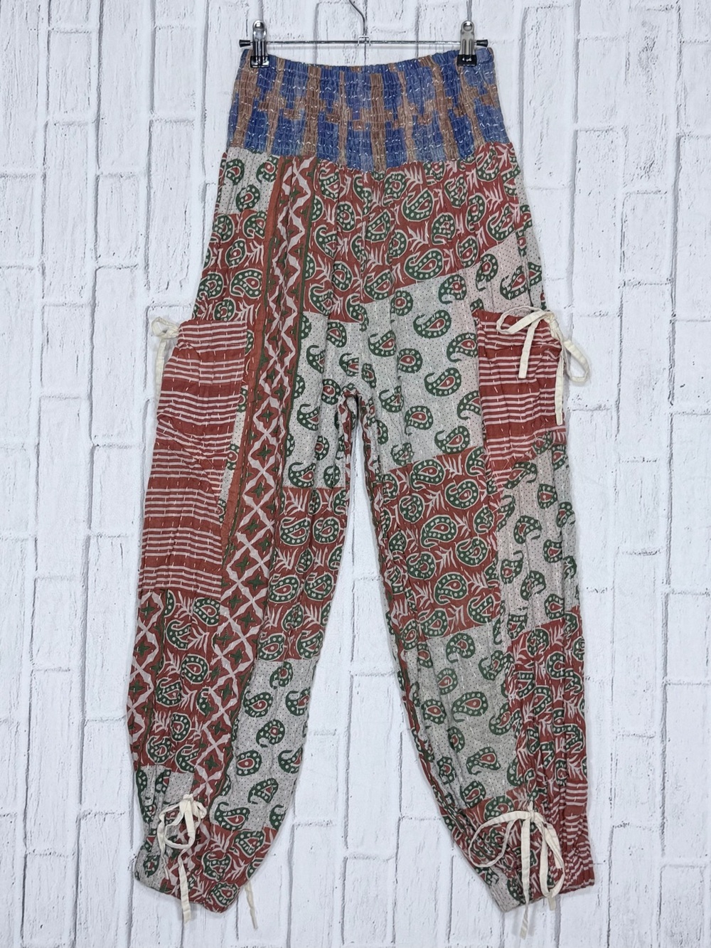 🌿 Shes1Oak Kantha Patchwork Jogger Pants One Size 100% Cotton Boho